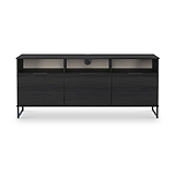 Ashbourne Multi Media TV Unit with Drop Doors Black Ash from Roseland Furniture