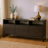 Ashbourne Multi Media TV Unit with Drop Doors Black Ash from Roseland Furniture