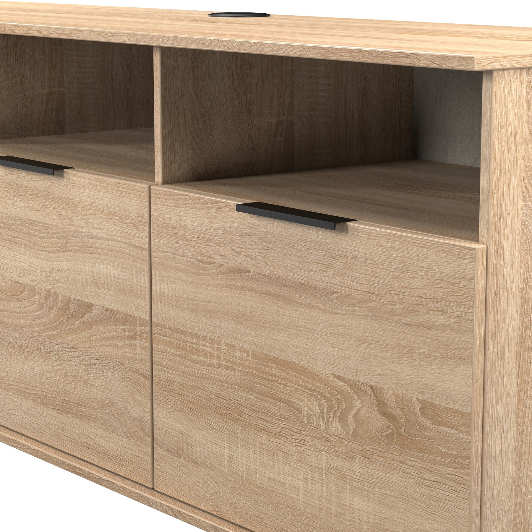 Ashbourne Multi Media TV Unit with Drop Doors Oak from Roseland Furniture
