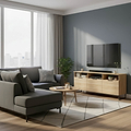 Ashbourne Multi Media TV Unit with Drop Doors Oak from Roseland Furniture