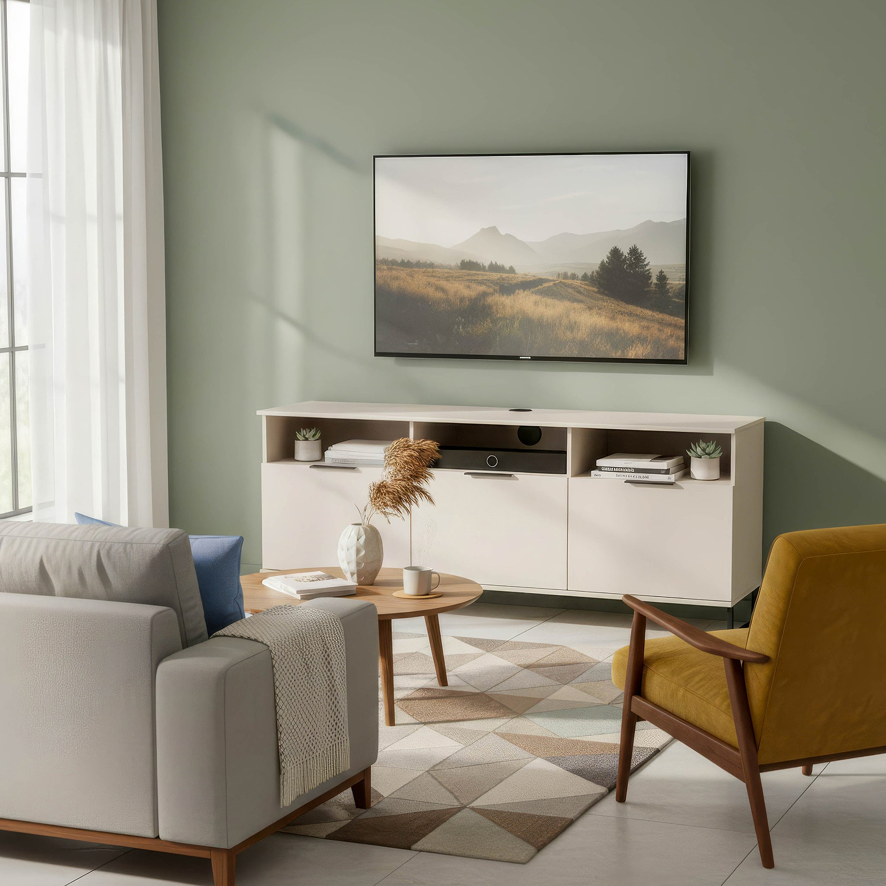 Ashbourne Multi Media TV Unit with Drop Doors Cashmere Matt from Roseland Furniture