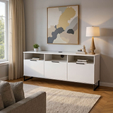 Ashbourne Multi Media TV Unit with Drop Doors White Matt from Roseland Furniture