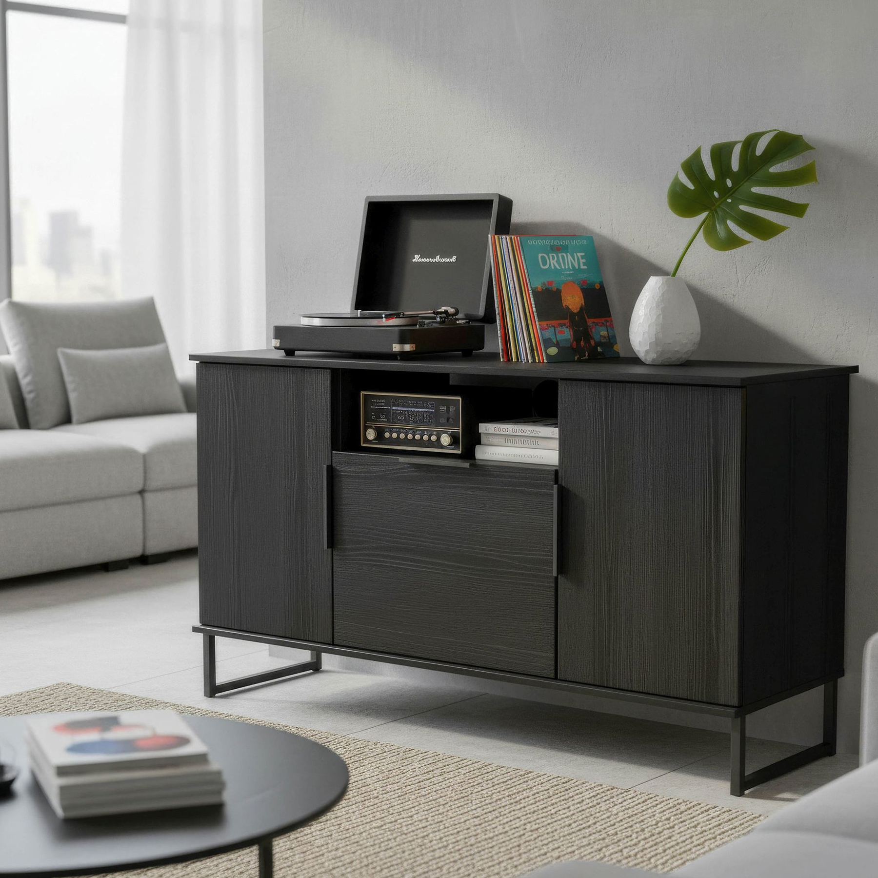 Ashbourne Multi Media TV Unit Black Ash from Roseland Furniture