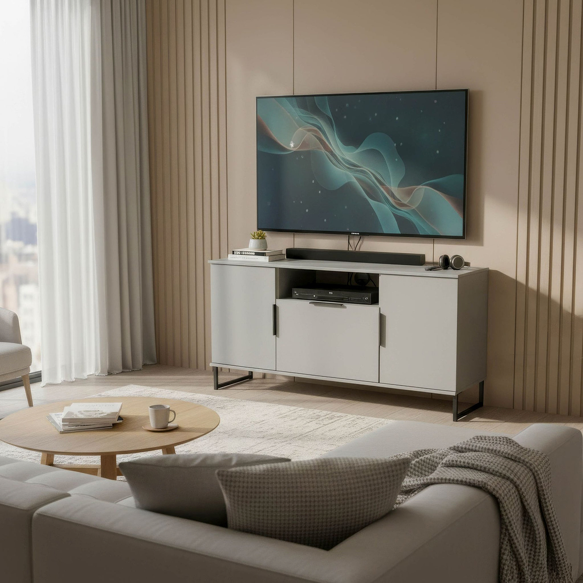 Ashbourne Multi Media TV Unit Dusk Grey from Roseland Furniture