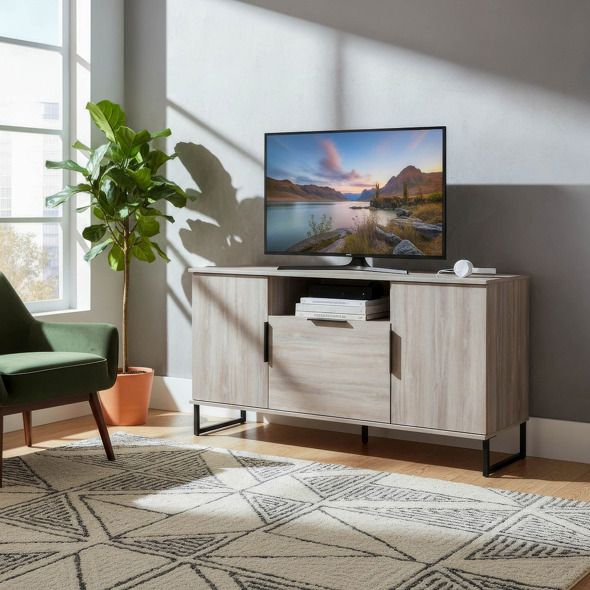 Ashbourne Multi Media TV Unit Grey Oak from Roseland Furniture