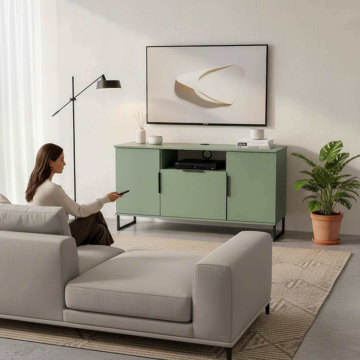 Ashbourne Multi Media TV Unit Reed Green from Roseland Furniture