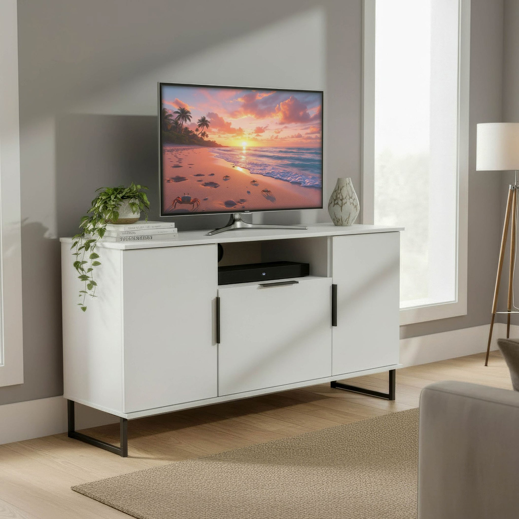 Ashbourne Multi Media TV Unit White Matt from Roseland Furniture