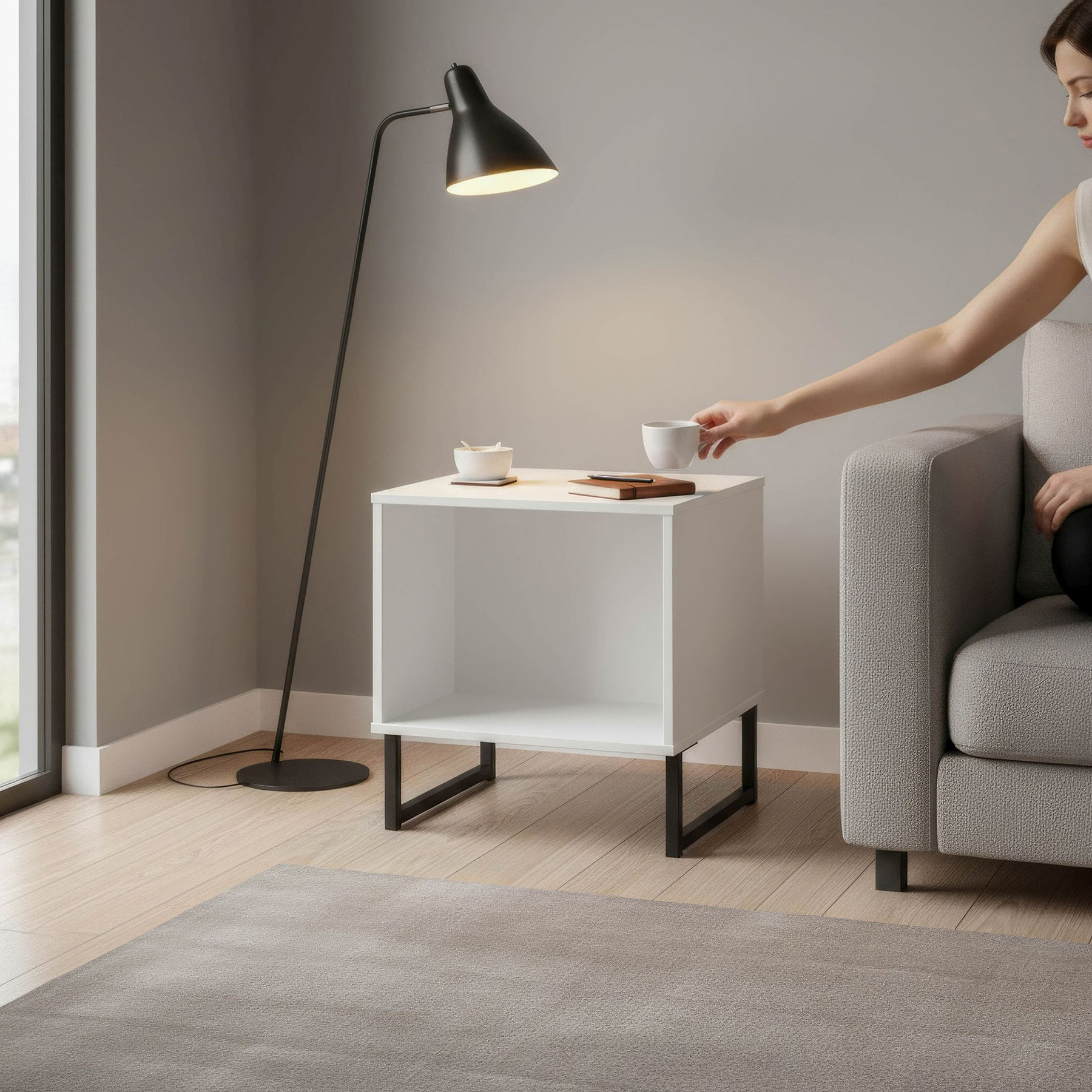 Ashbourne Side Table White Matt from Roseland Furniture
