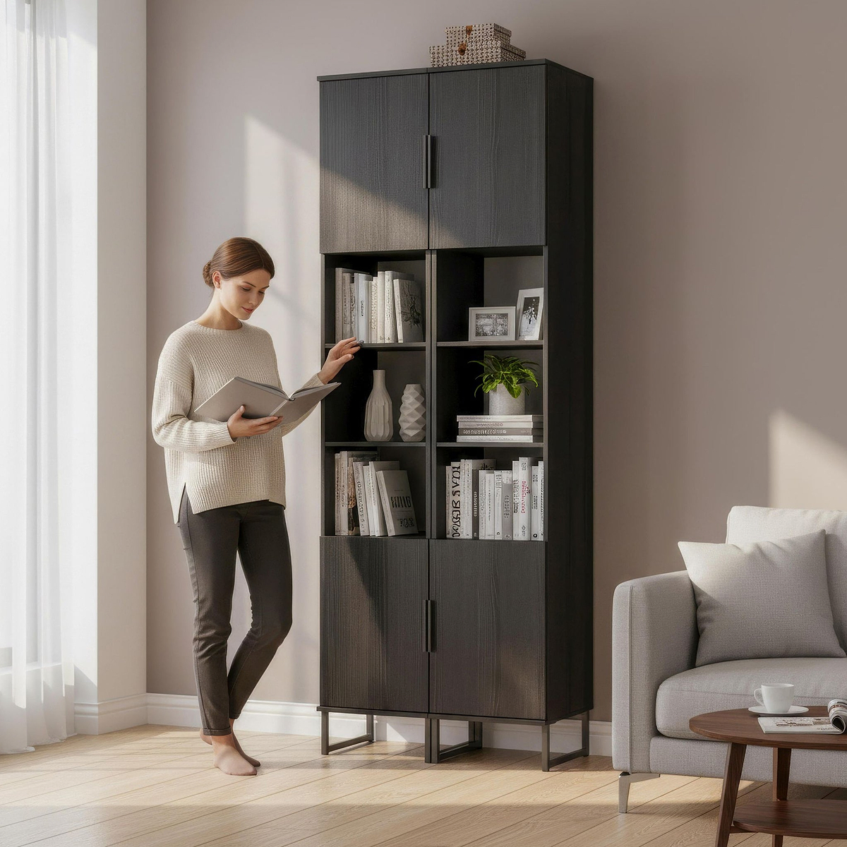 Ashbourne Tall Storage Cabinet Black Ash from Roseland Furniture