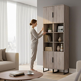 Ashbourne Tall Storage Cabinet Grey Oak from Roseland Furniture