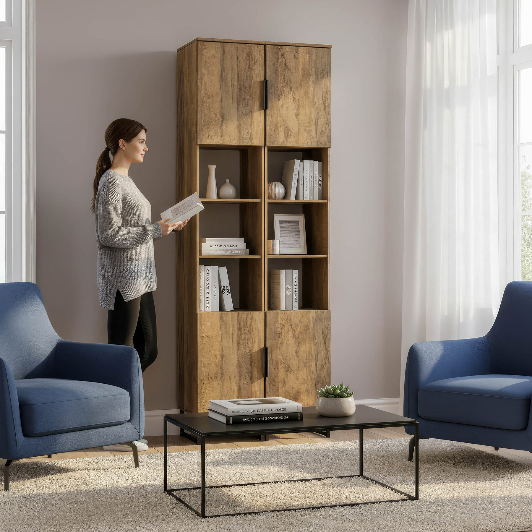 Ashbourne Tall Storage Cabinet Vintage Oak from Roseland Furniture