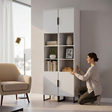 Ashbourne Tall Storage Cabinet White Matt from Roseland Furniture