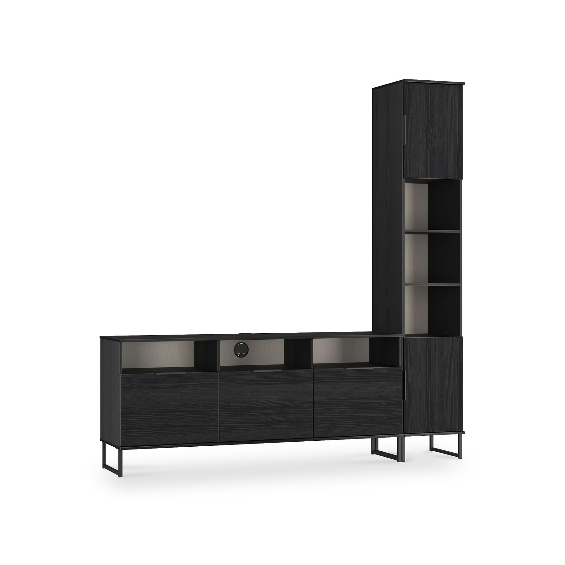 Ashbourne Multi Media TV Wall Unit RH Black Ash from Roseland Furniture