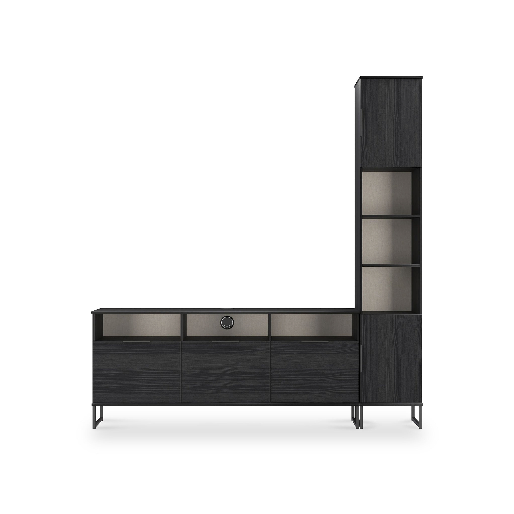 Ashbourne Multi Media TV Wall Unit RH Black Ash from Roseland Furniture