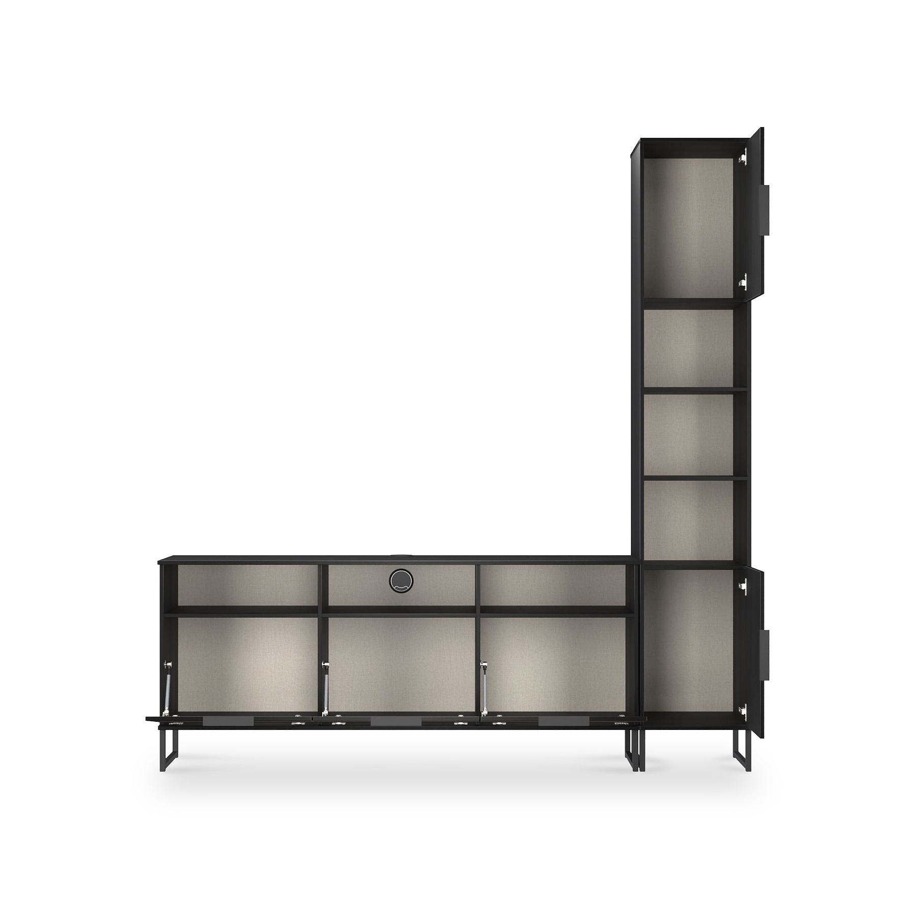 Ashbourne Multi Media TV Wall Unit RH Black Ash from Roseland Furniture