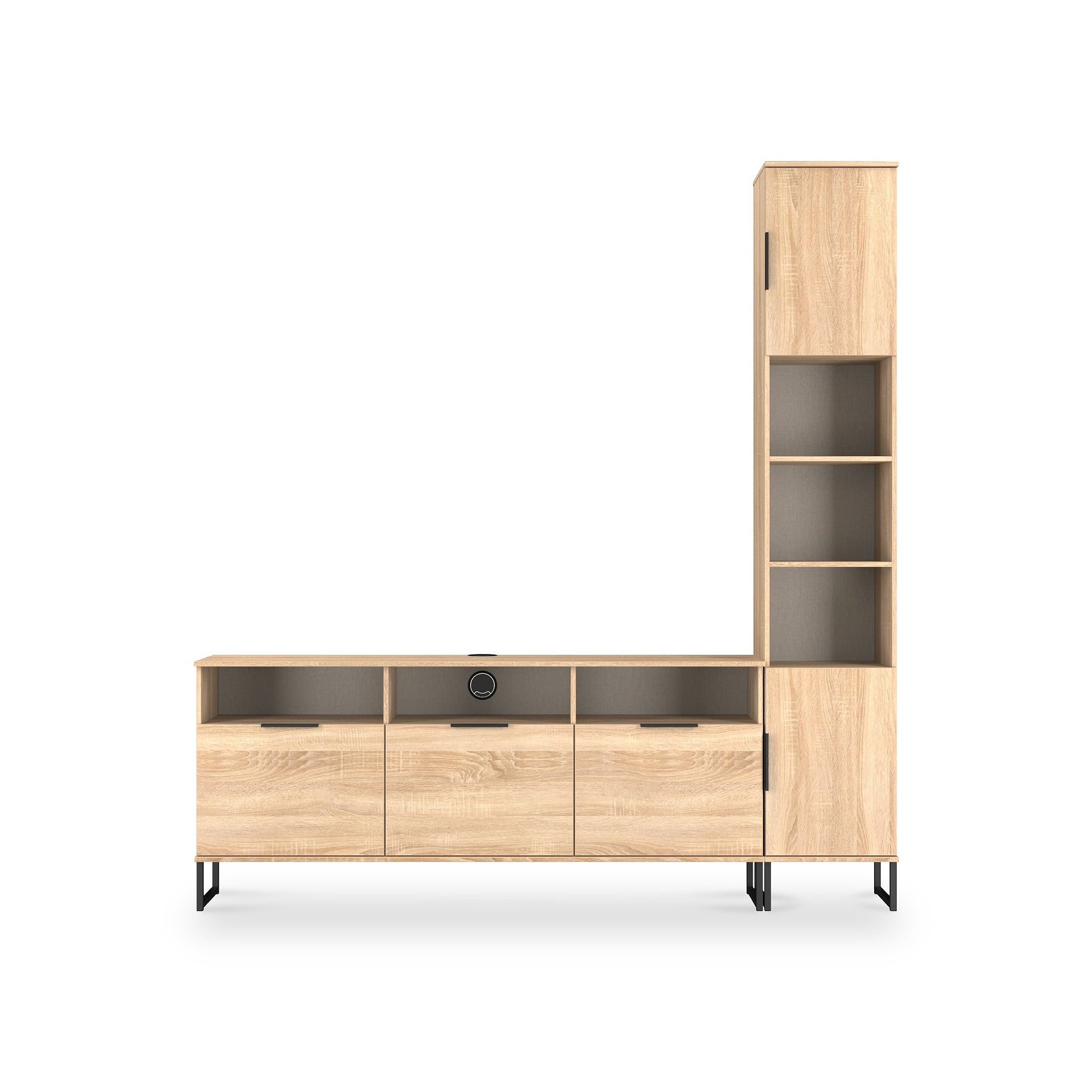 Ashbourne Multi Media TV Wall Unit RH Oak from Roseland Furniture
