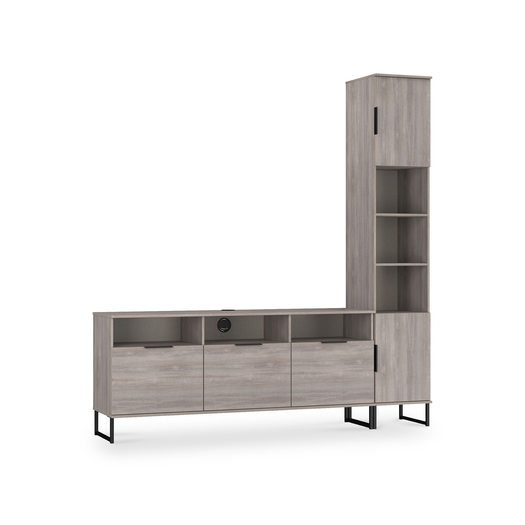 Ashbourne Multi Media TV Wall Unit RH Grey Oak from Roseland Furniture