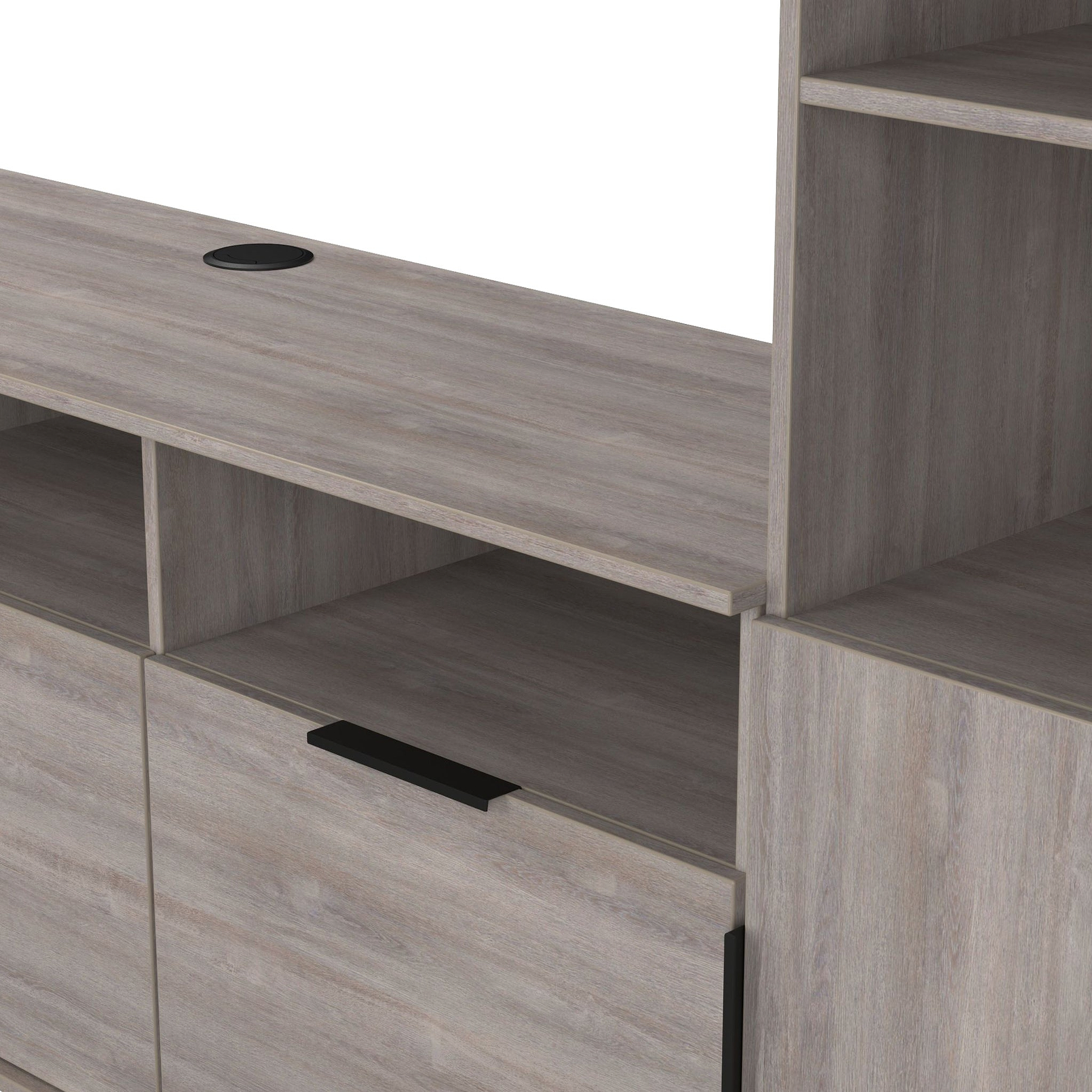 Ashbourne Multi Media TV Wall Unit RH Grey Oak from Roseland Furniture