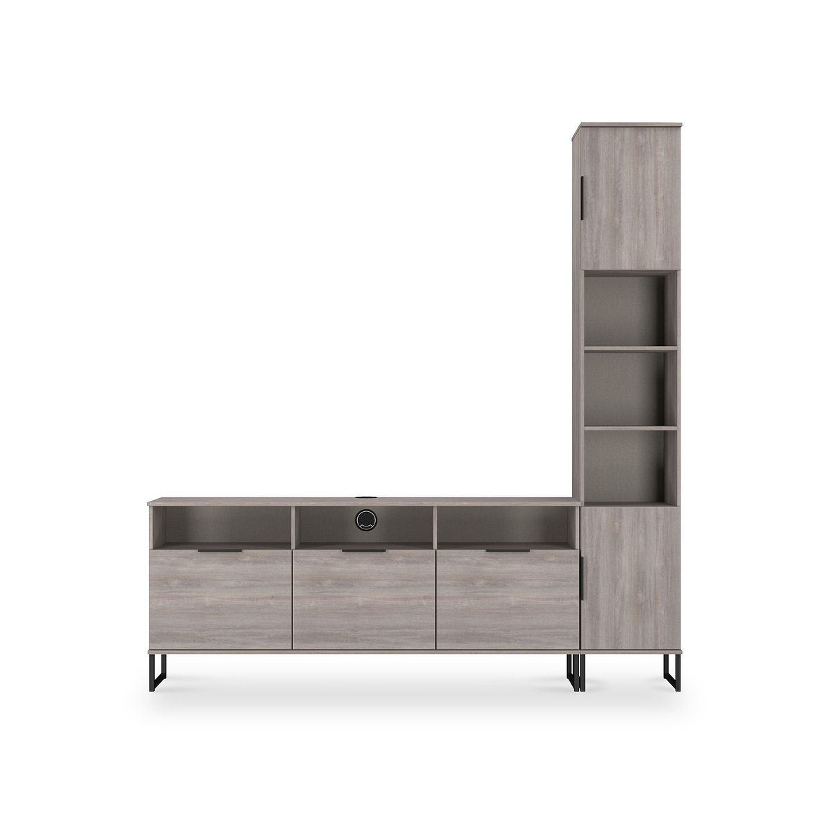 Ashbourne Multi Media TV Wall Unit RH Grey Oak from Roseland Furniture
