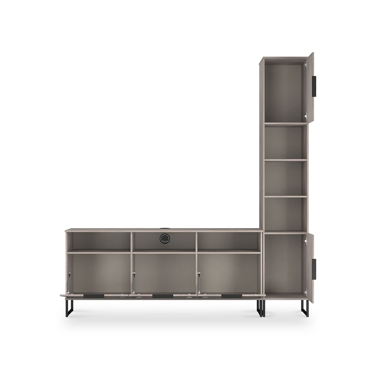 Ashbourne Multi Media TV Wall Unit RH Grey Oak from Roseland Furniture