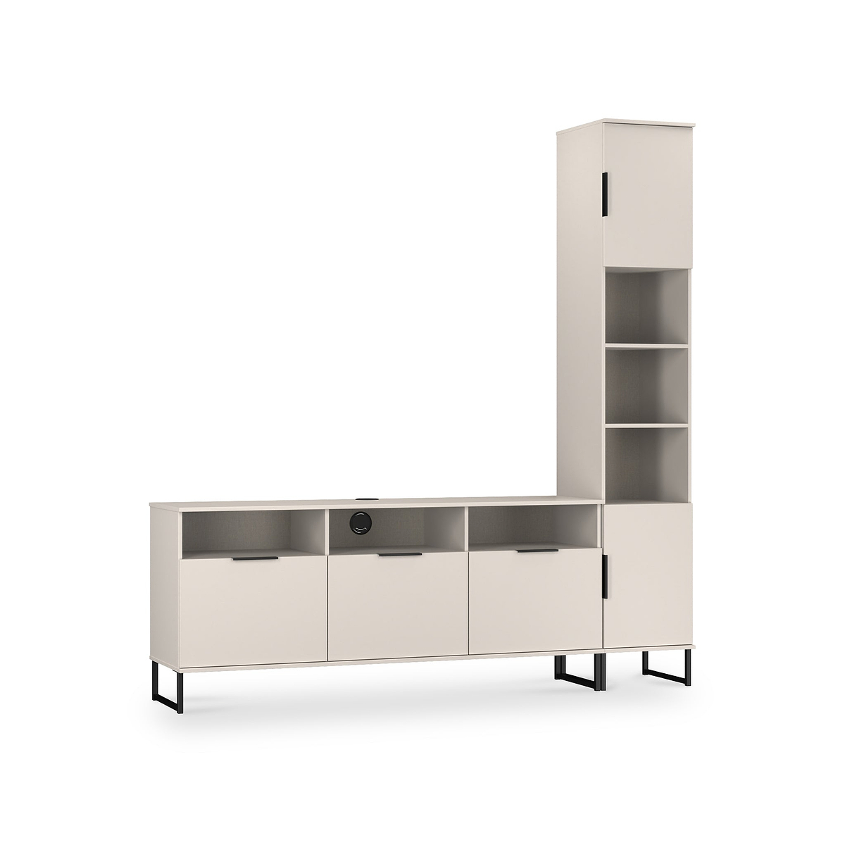 Ashbourne Multi Media TV Wall Unit RH Cashmere Matt from Roseland Furniture