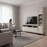Ashbourne Multi Media TV Wall Unit RH Cashmere Matt from Roseland Furniture