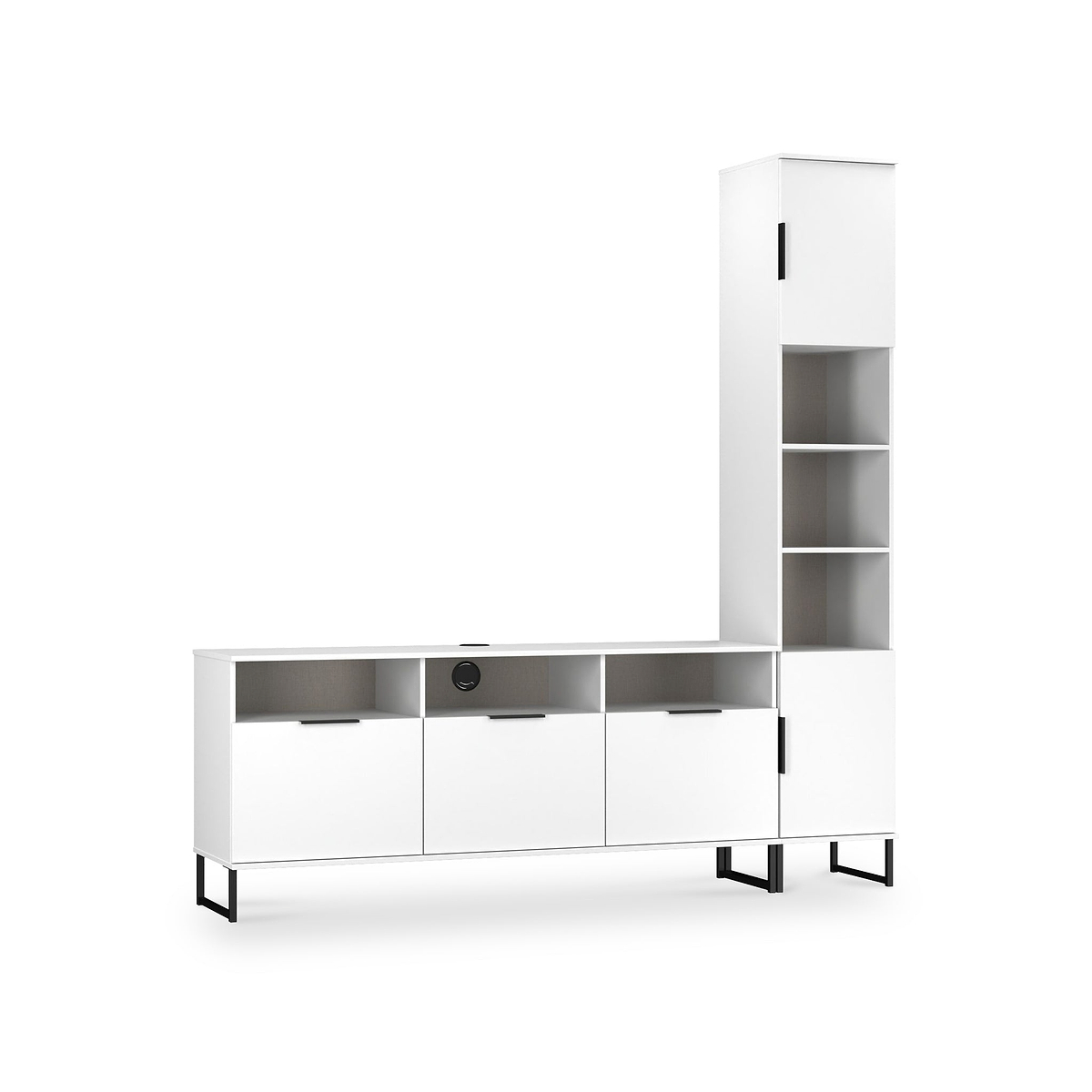 Ashbourne Multi Media TV Wall Unit RH White Matt from Roseland Furniture