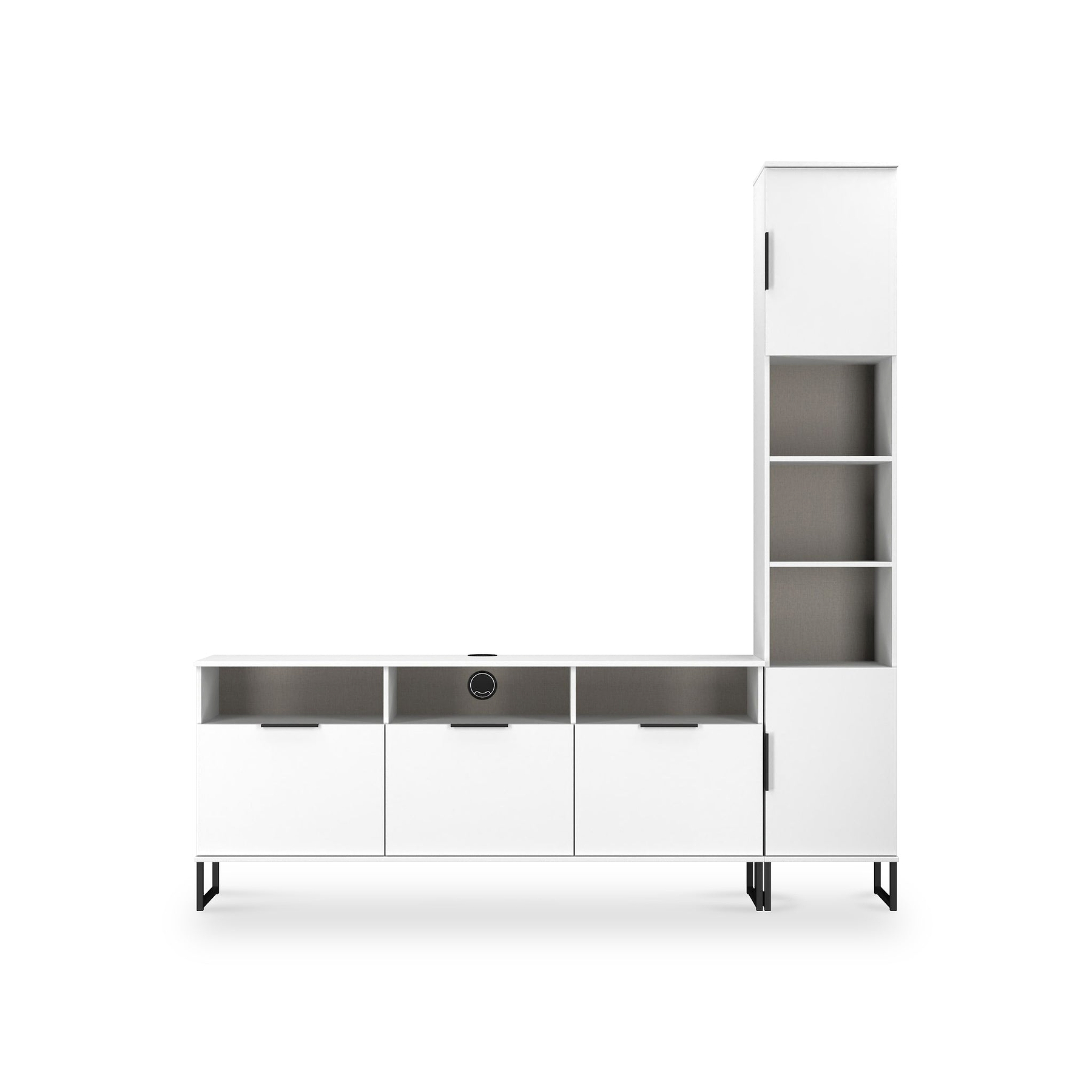 Ashbourne Multi Media TV Wall Unit RH White Matt from Roseland Furniture