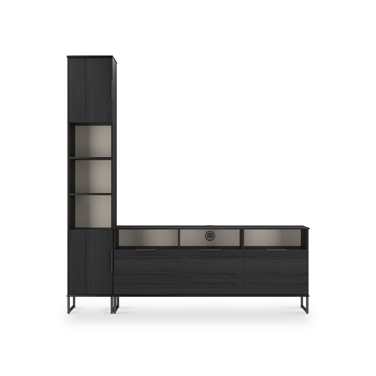Ashbourne Multi Media TV Wall Unit LH Black Ash from Roseland Furniture