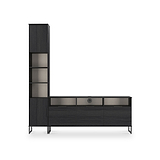 Ashbourne Multi Media TV Wall Unit LH Black Ash from Roseland Furniture