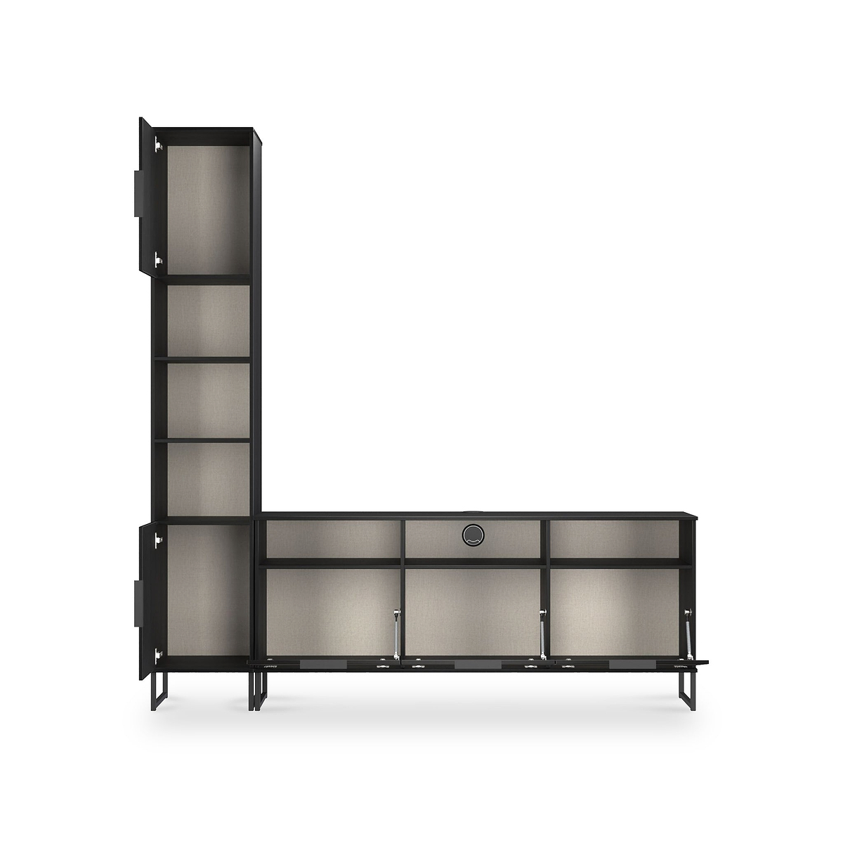 Ashbourne Multi Media TV Wall Unit LH Black Ash from Roseland Furniture