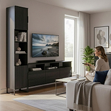 Ashbourne Multi Media TV Wall Unit LH Black Ash from Roseland Furniture