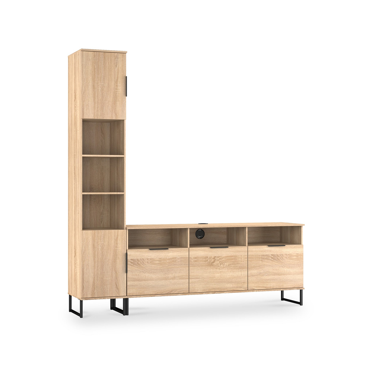 Ashbourne Multi Media TV Wall Unit LH Oak from Roseland Furniture