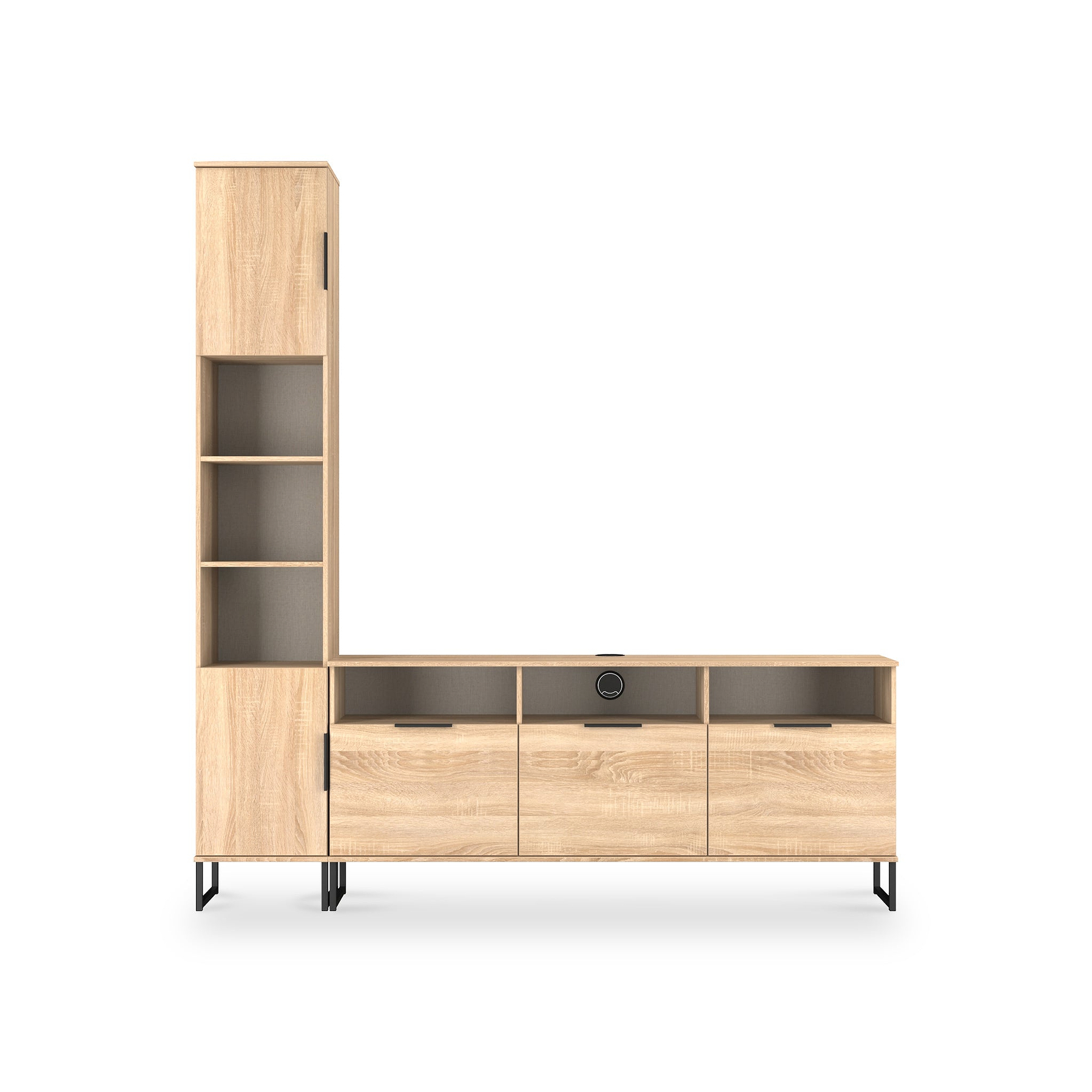 Ashbourne Multi Media TV Wall Unit LH Oak from Roseland Furniture