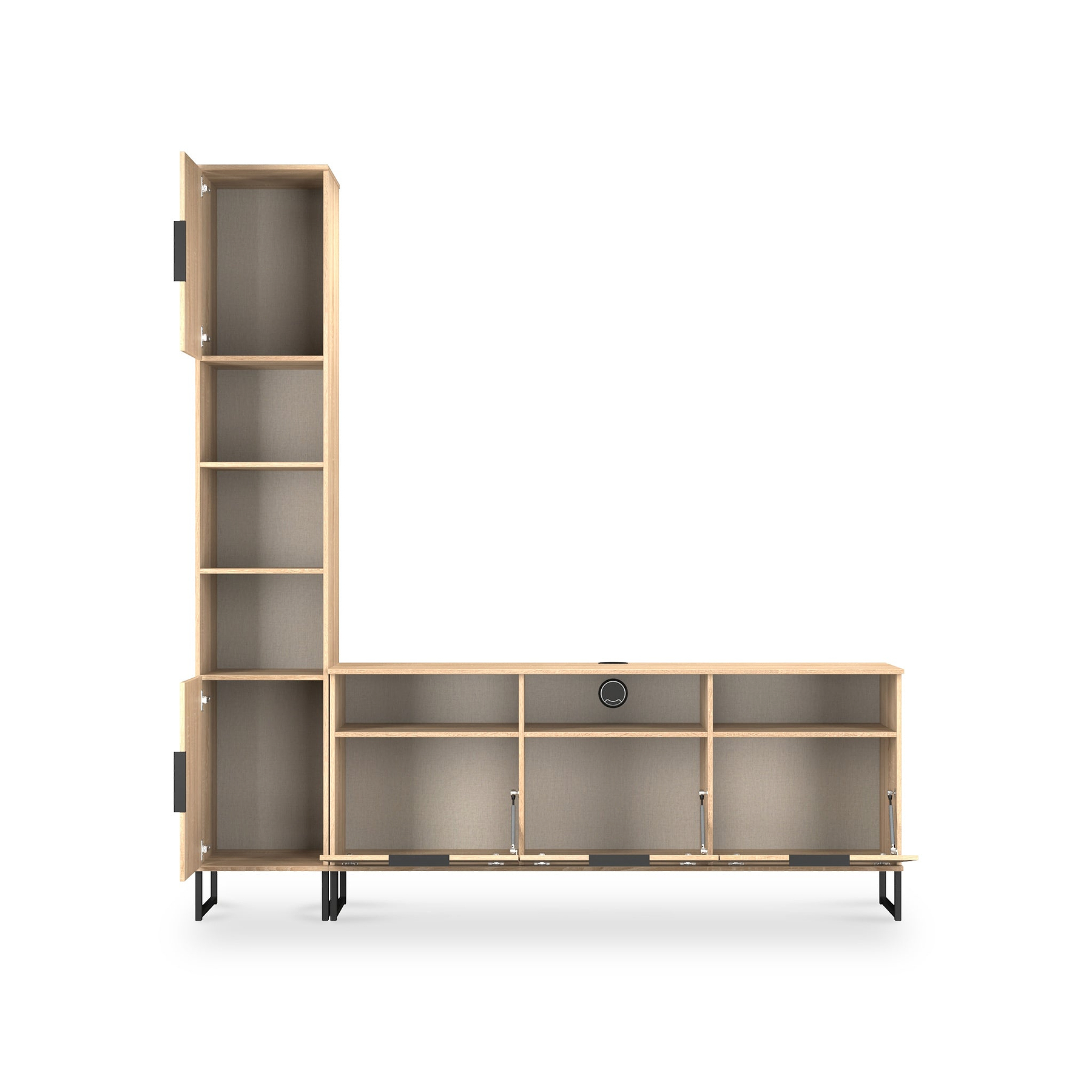 Ashbourne Multi Media TV Wall Unit LH Oak from Roseland Furniture