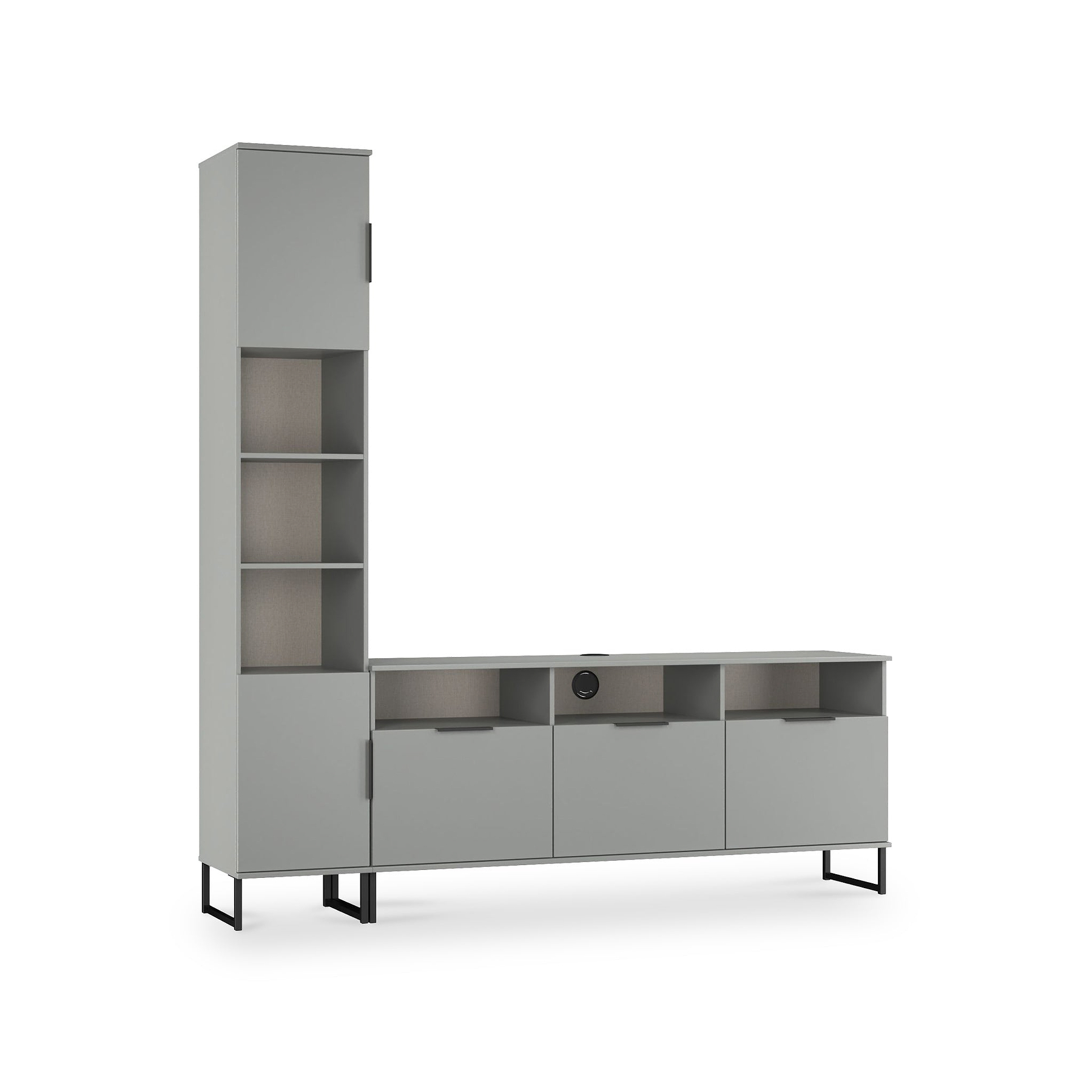 Ashbourne Multi Media TV Wall Unit LH Dusk Grey from Roseland Furniture