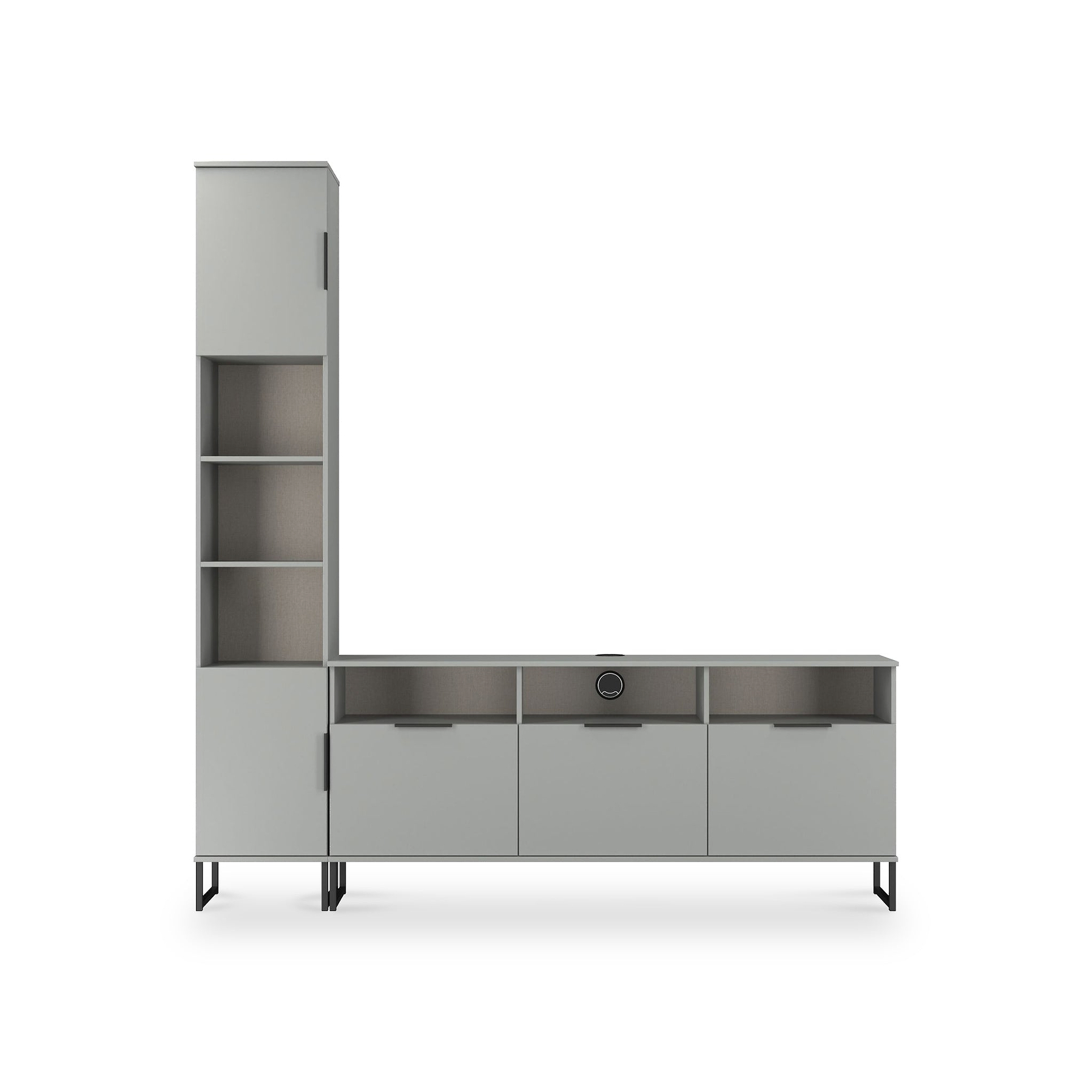 Ashbourne Multi Media TV Wall Unit LH Dusk Grey from Roseland Furniture