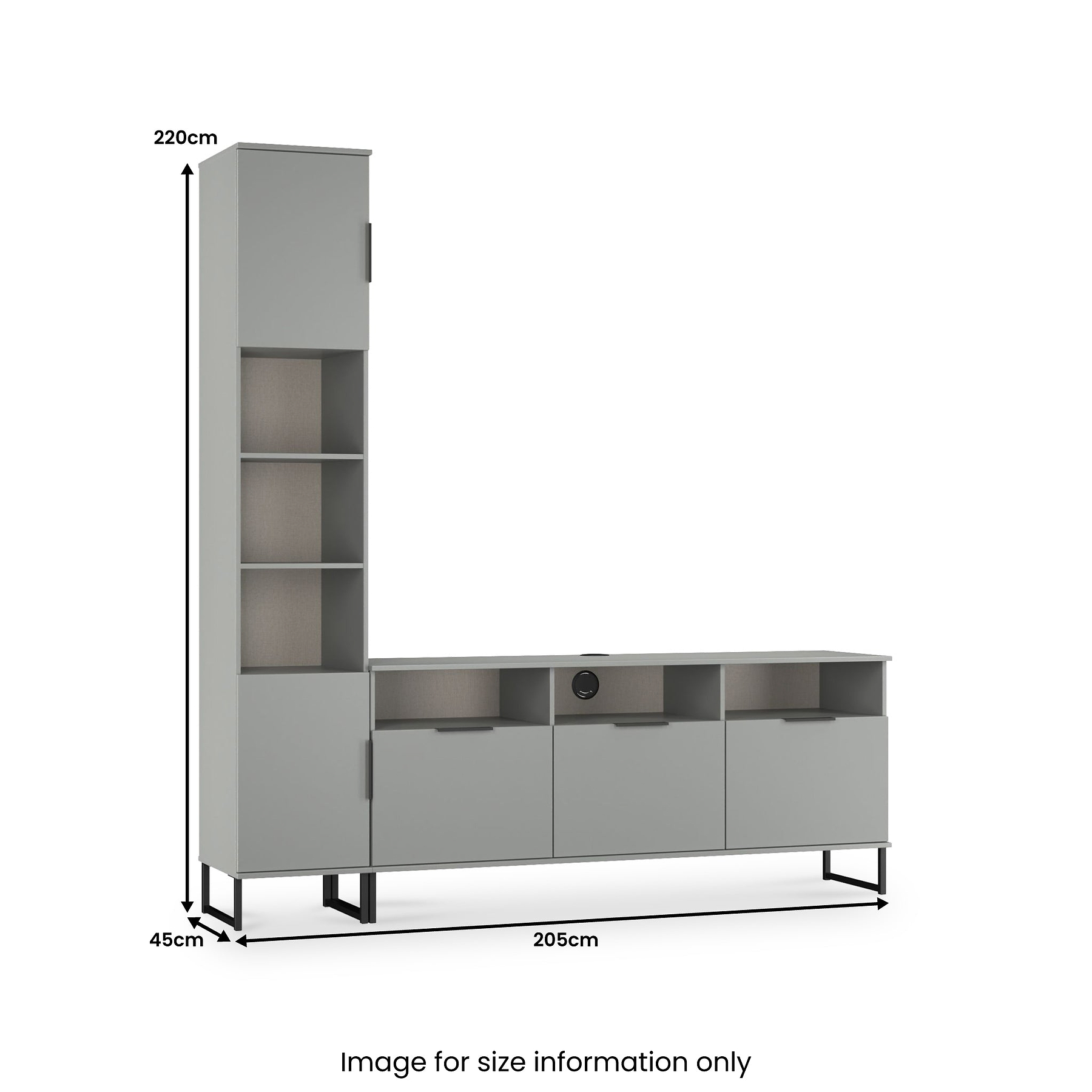 Ashbourne Multi Media TV Wall Unit LH Dusk Grey from Roseland Furniture