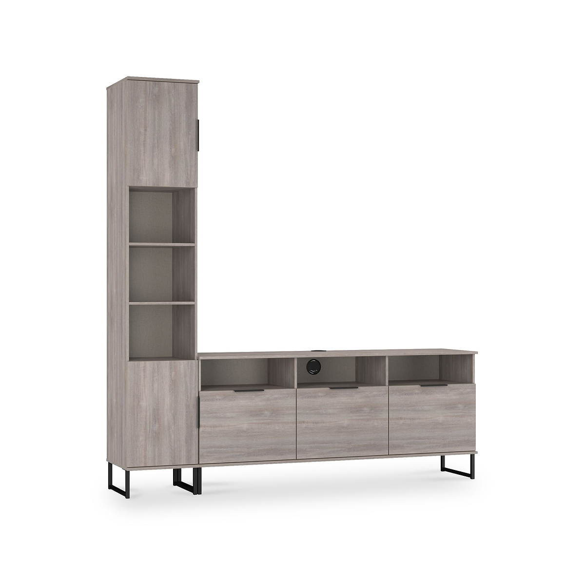 Ashbourne Multi Media TV Wall Unit LH Grey Oak from Roseland Furniture