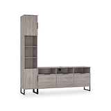 Ashbourne Multi Media TV Wall Unit LH Grey Oak from Roseland Furniture
