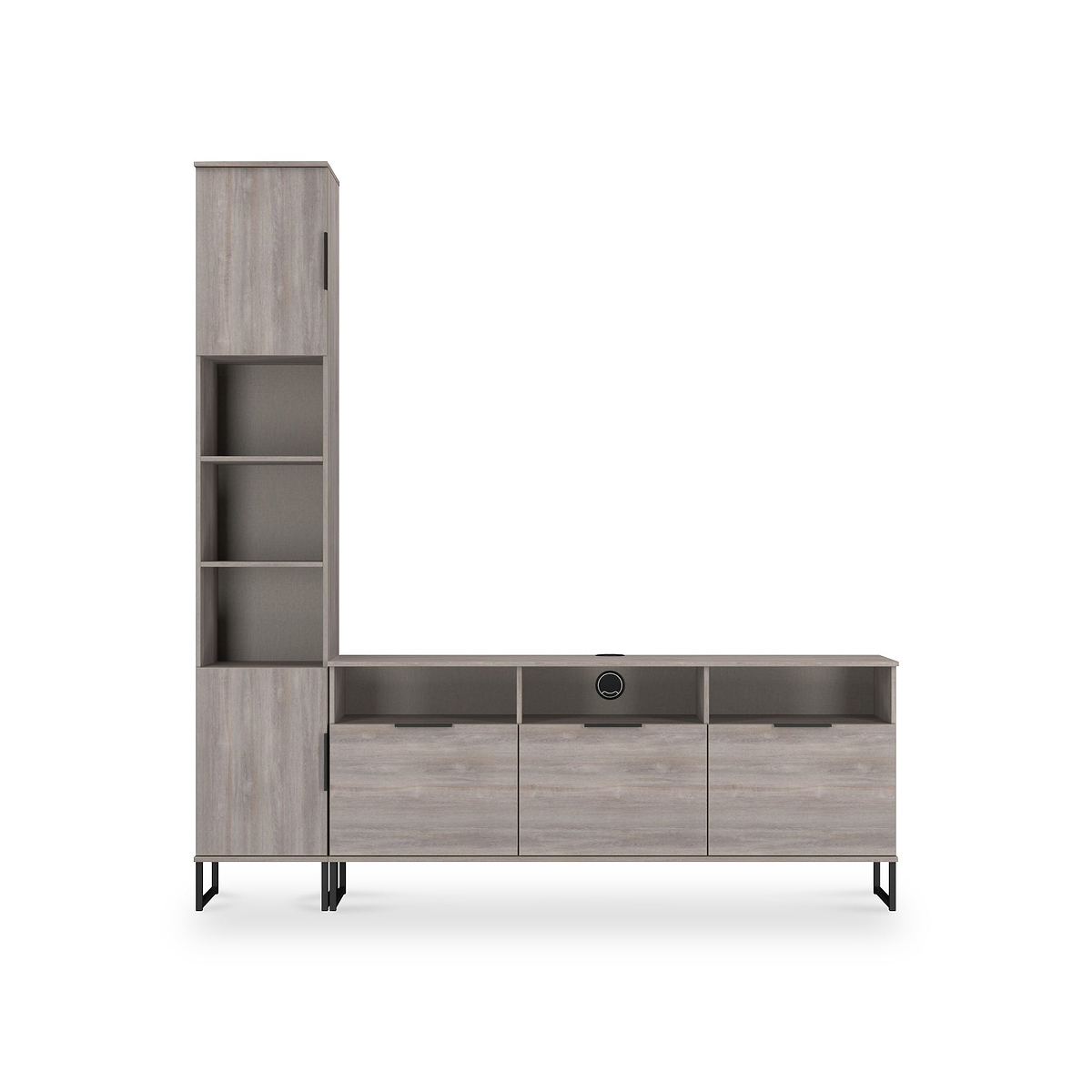 Ashbourne Multi Media TV Wall Unit LH Grey Oak from Roseland Furniture