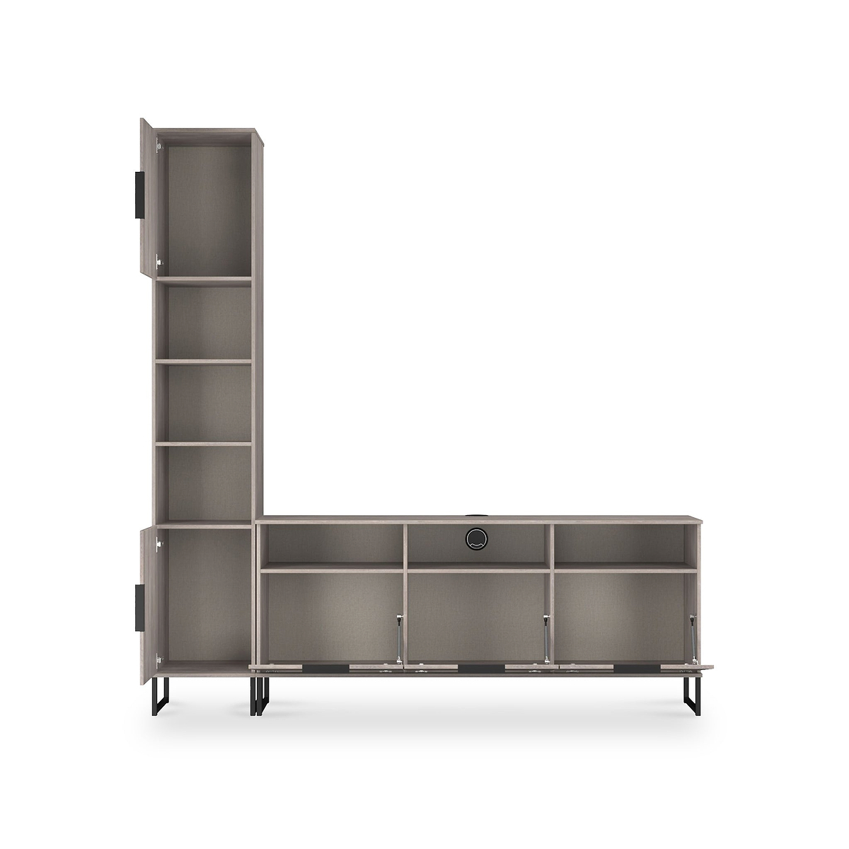 Ashbourne Multi Media TV Wall Unit LH Grey Oak from Roseland Furniture