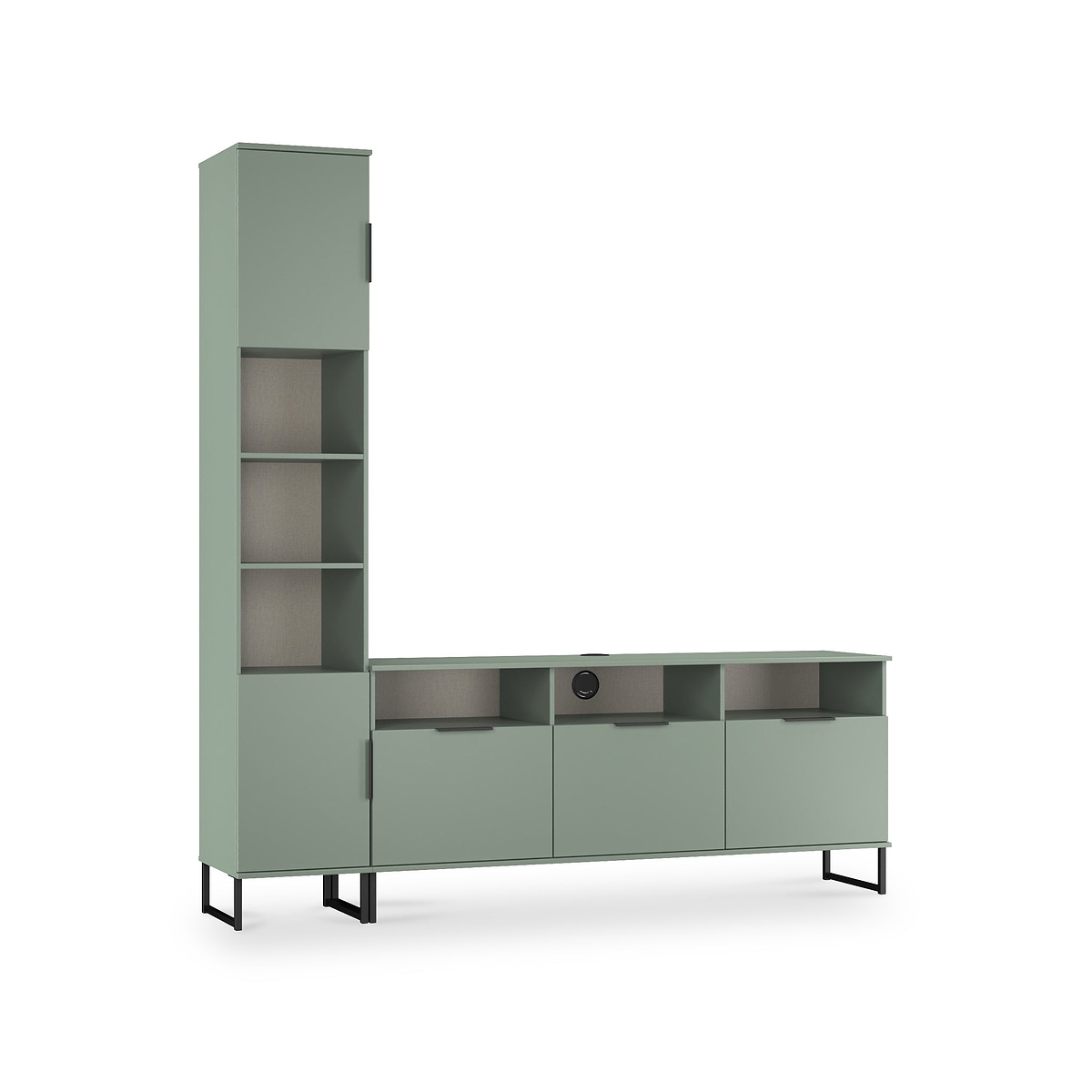 Ashbourne Multi Media TV Wall Unit LH Reed Green from Roseland Furniture