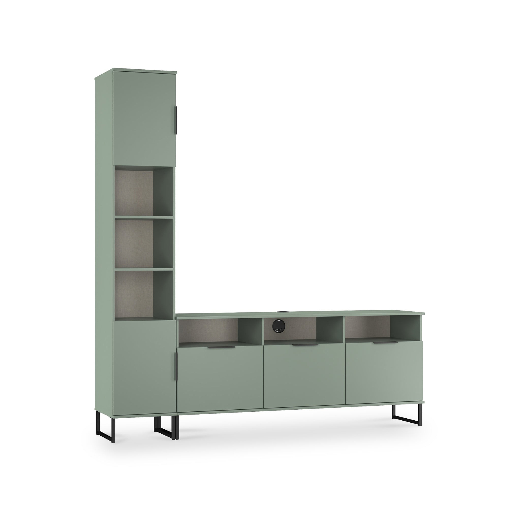 Ashbourne Multi Media TV Wall Unit LH Reed Green from Roseland Furniture