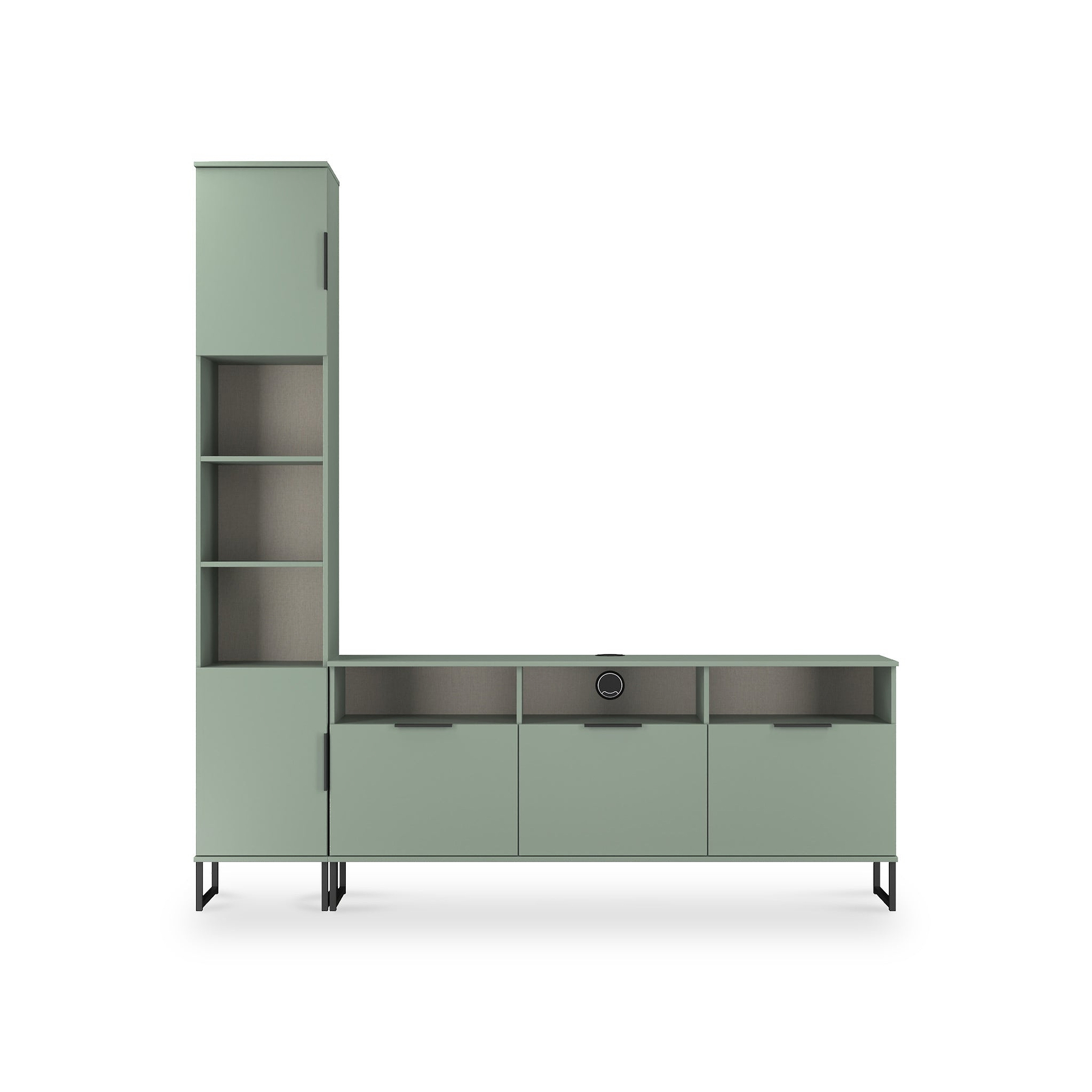 Ashbourne Multi Media TV Wall Unit LH Reed Green from Roseland Furniture