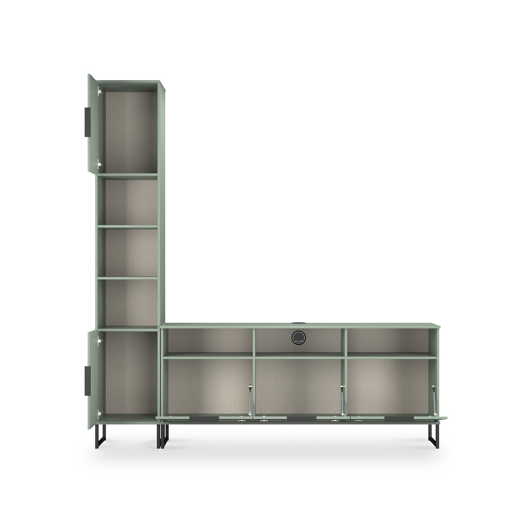 Ashbourne Multi Media TV Wall Unit LH Reed Green from Roseland Furniture