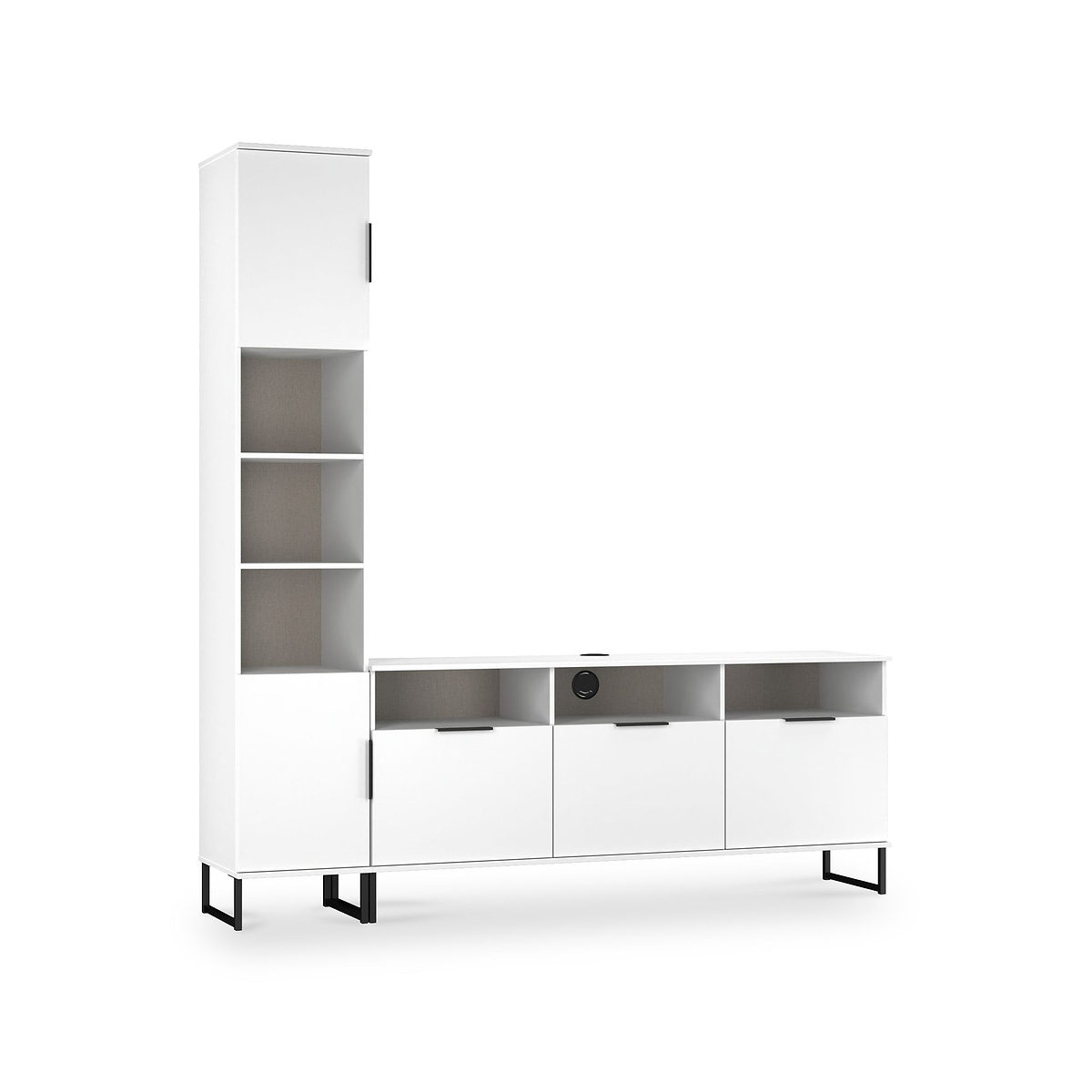 Ashbourne Multi Media TV Wall Unit LH White Matt from Roseland Furniture