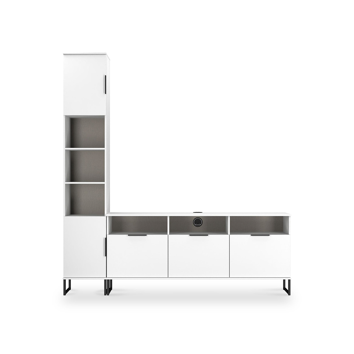 Ashbourne Multi Media TV Wall Unit LH White Matt from Roseland Furniture