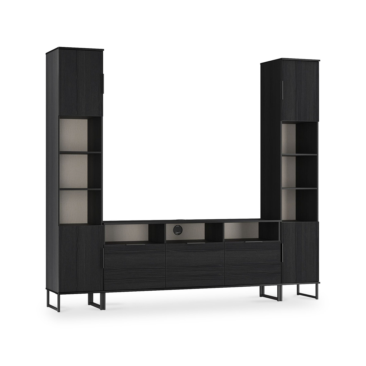 Ashbourne Multi Media Wall Unit Black Ash from Roseland Furniture