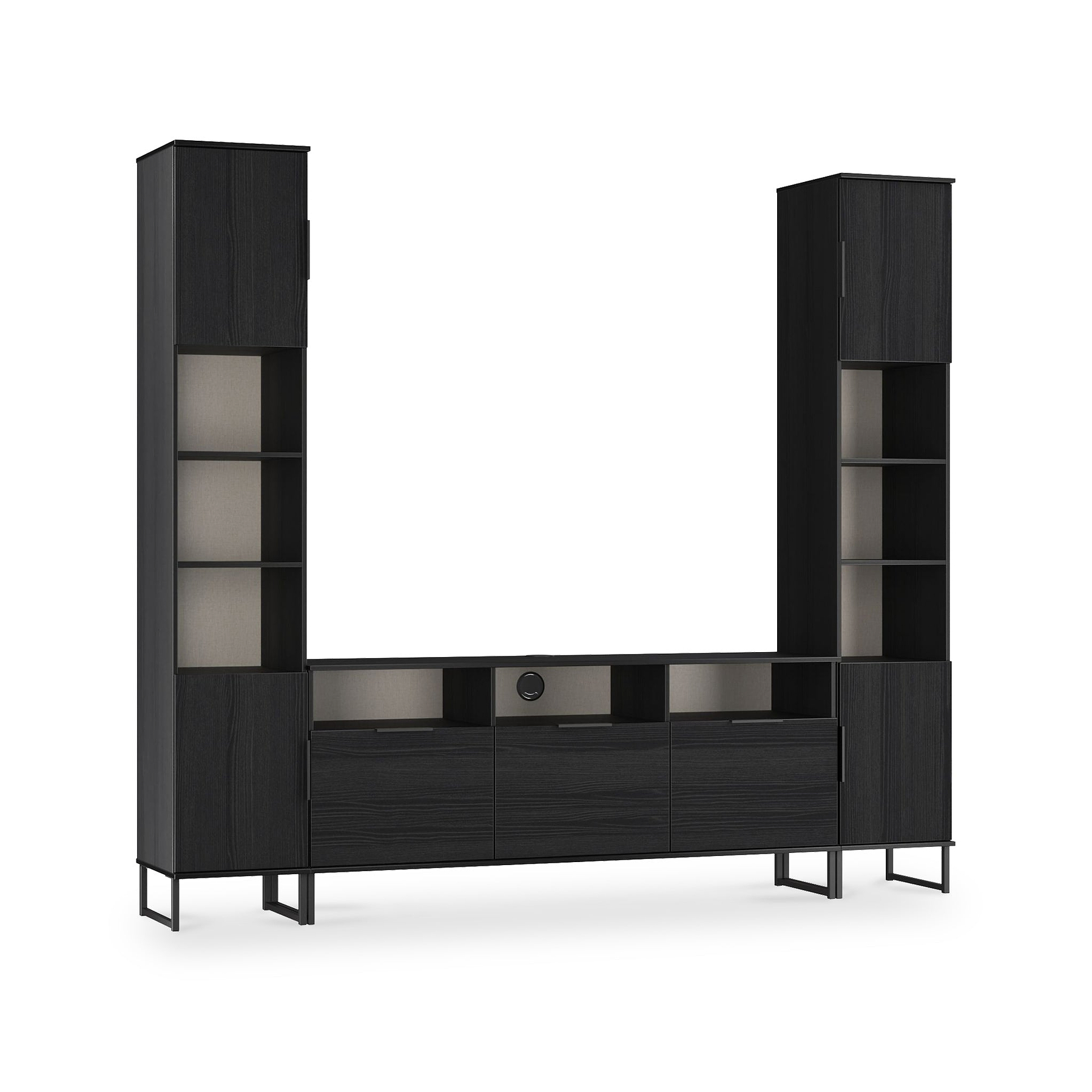 Ashbourne Multi Media Wall Unit Black Ash from Roseland Furniture